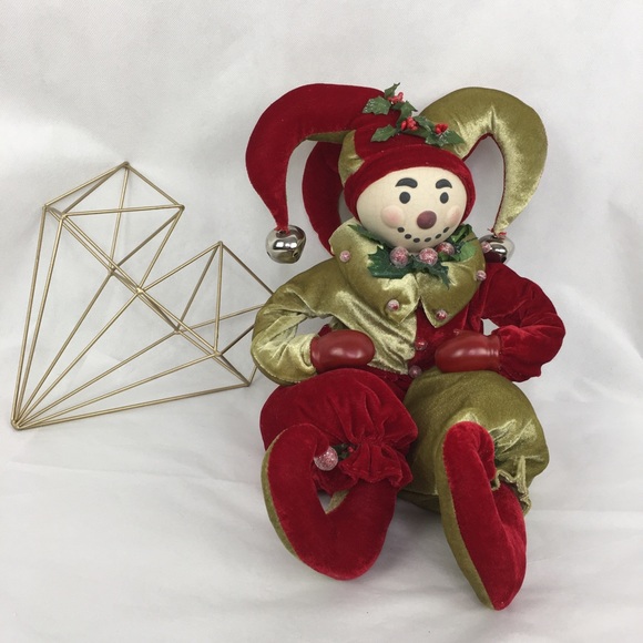 Jolly Green & Red Velvet Holiday Elf - Picture 1 of 7